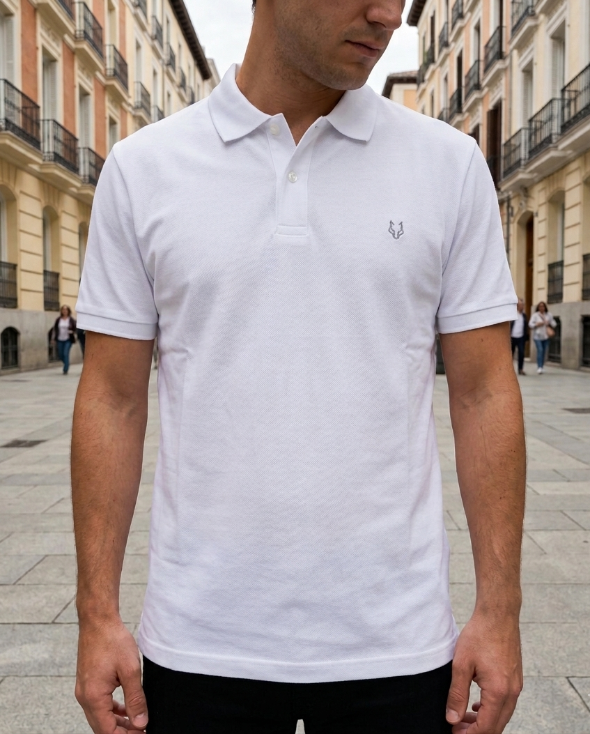 Polo Blanco Lobo Bordado